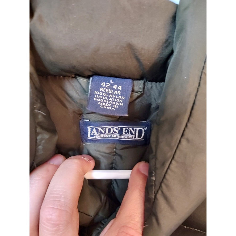 Lands End Vest Mens Large Down Puffer Jacket Quilted Insulated Pockets Green L - Picture 3 of 9